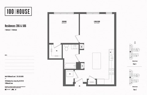 Floor plan for 1 bed, 1 bath, 748 sqft